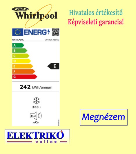 Whirlpool UW8F2CXBIN fagyasztószekrény, NoFrost , E energiaosztály